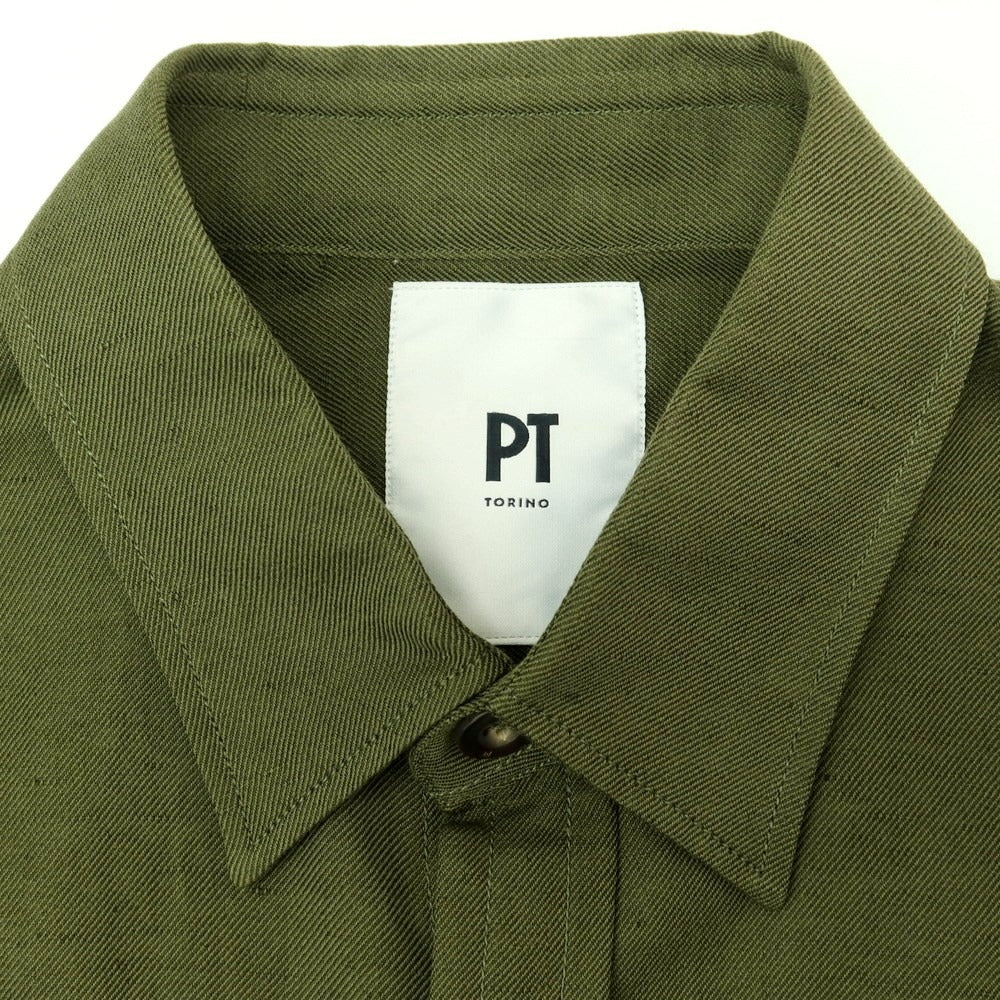 [New] PT TORINO Cotton Linen Safari Casual Shirt Olive [Size 40] [GRN] [S/S/A/W] [Condition Rank N] [Men&