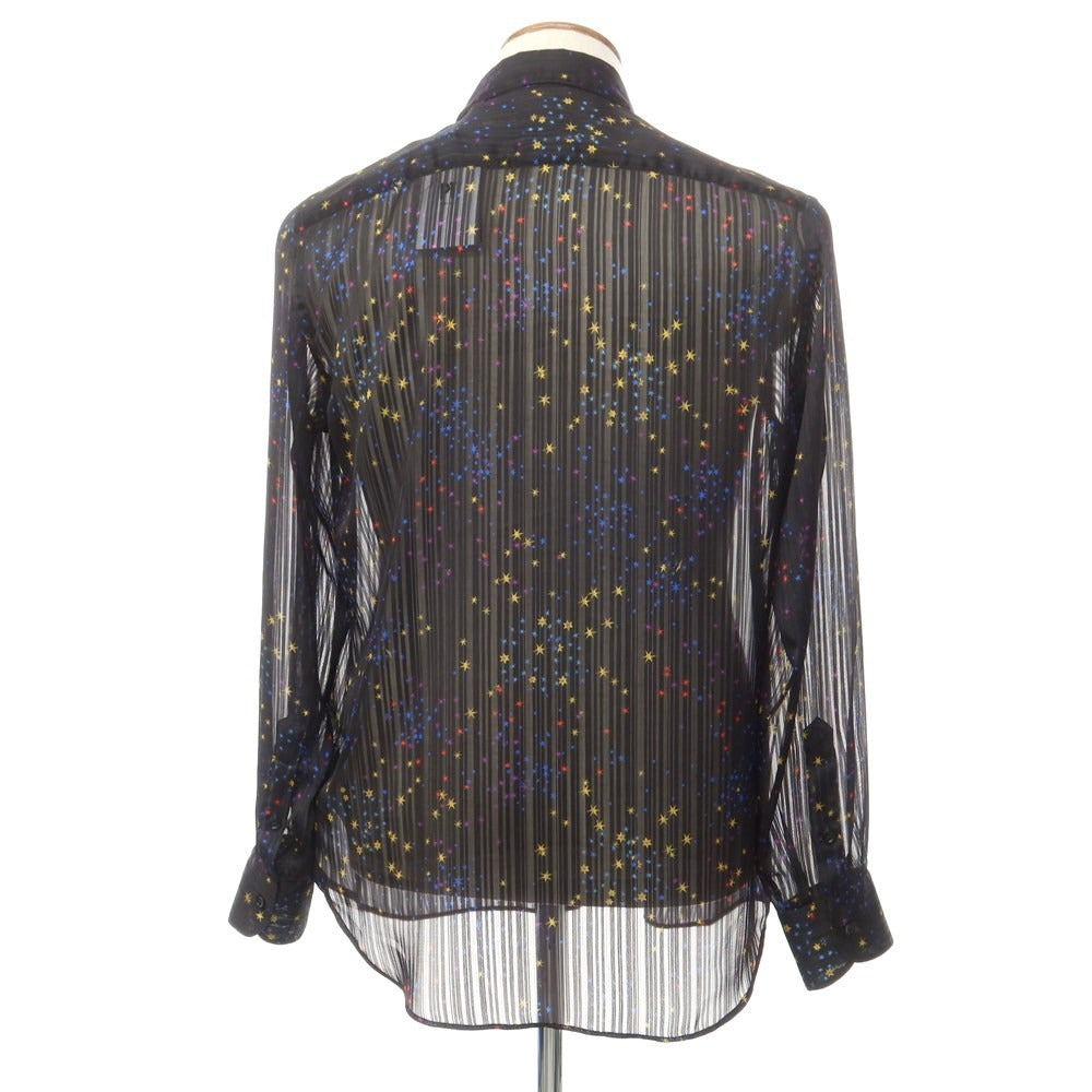 [New] PT TORINO polyester see-through casual shirt, black x multicolor [40] [Condition rank N] [Men&