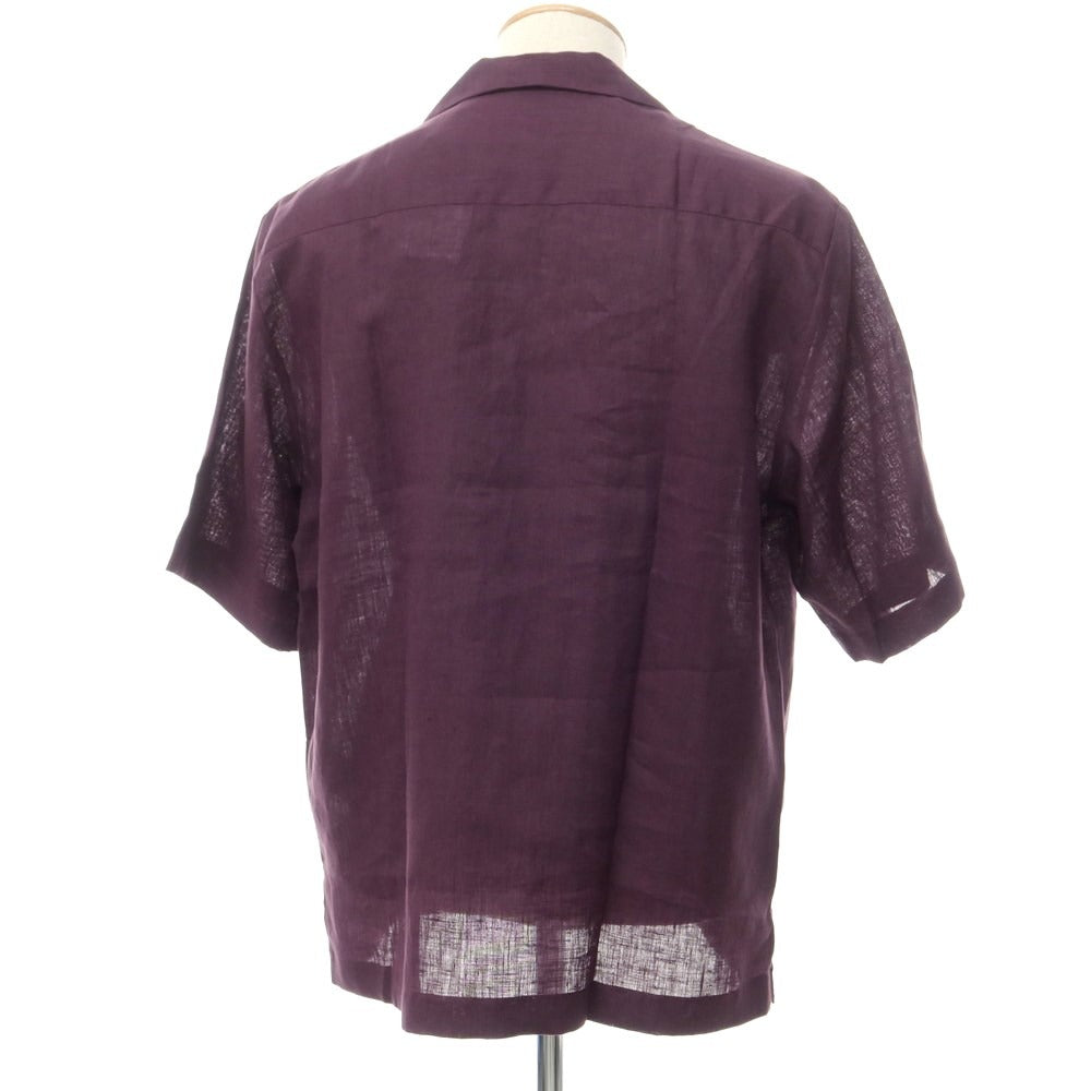 [New] PT TORINO Linen Open Collar Short Sleeve Shirt Dark Purple [Size 38] [PUP] [S/S] [Condition Rank N] [Men&