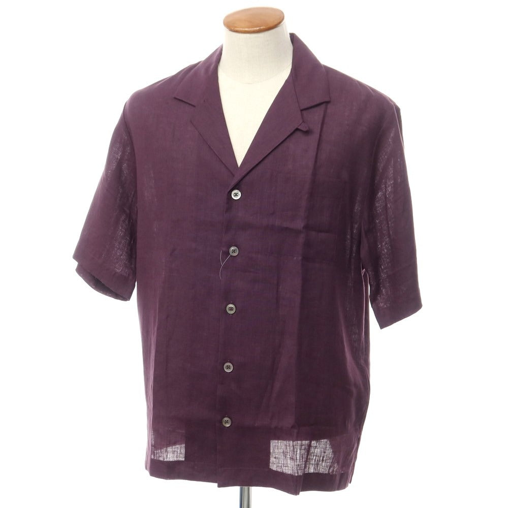 [New] PT TORINO Linen Open Collar Short Sleeve Shirt Dark Purple [Size 39] [PUP] [S/S] [Condition Rank N] [Men&