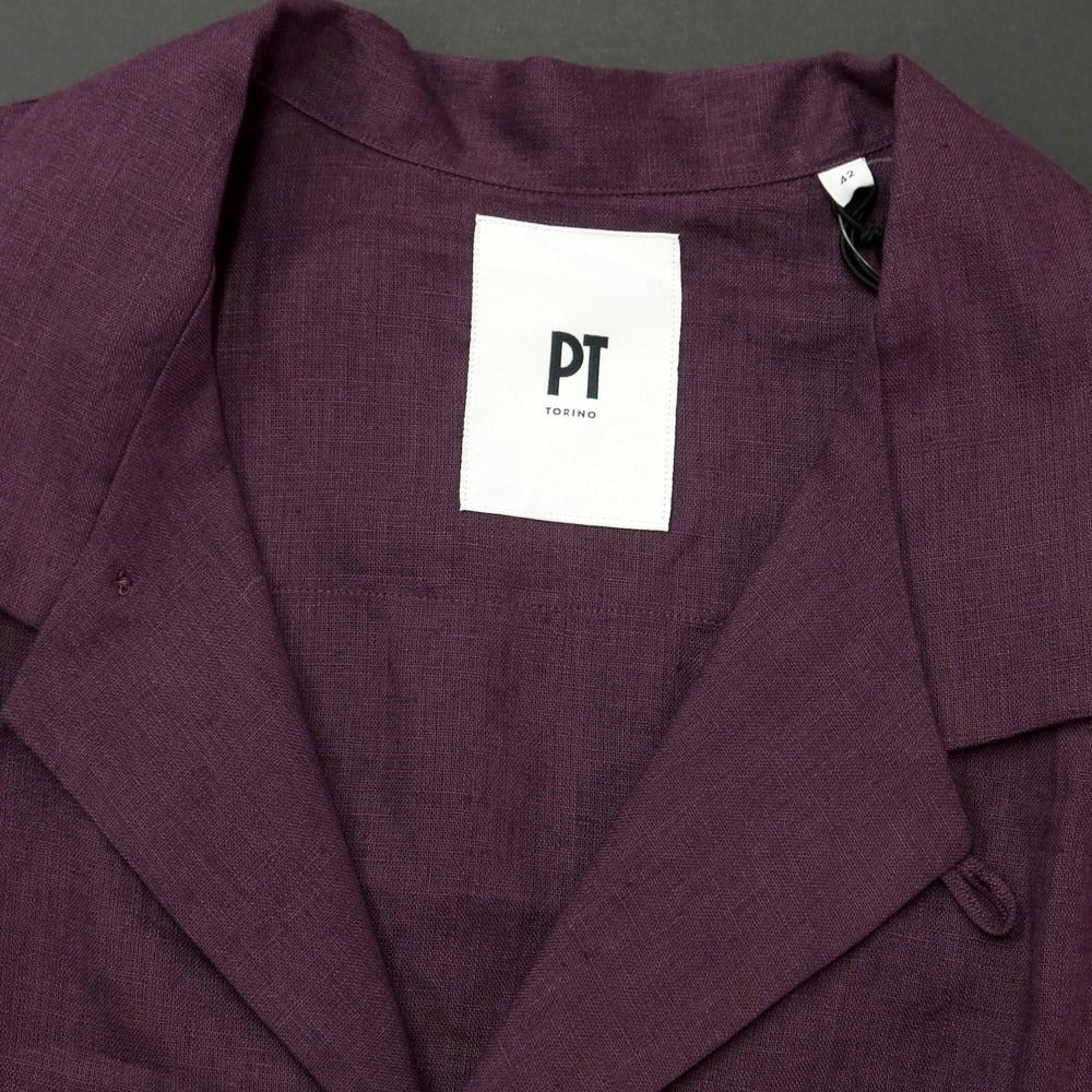 [New] PT TORINO Linen Open Collar Short Sleeve Shirt Dark Purple [Size 42] [PUP] [S/S] [Condition Rank N] [Men&