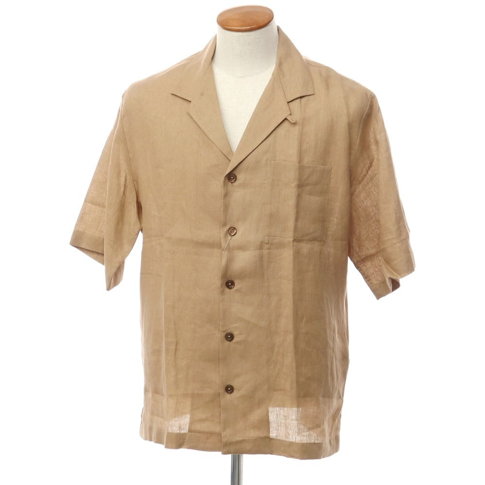 [New] PT TORINO Linen Open Collar Short Sleeve Shirt Beige [Size 39] [BEI] [S/S] [Condition Rank N] [Men&