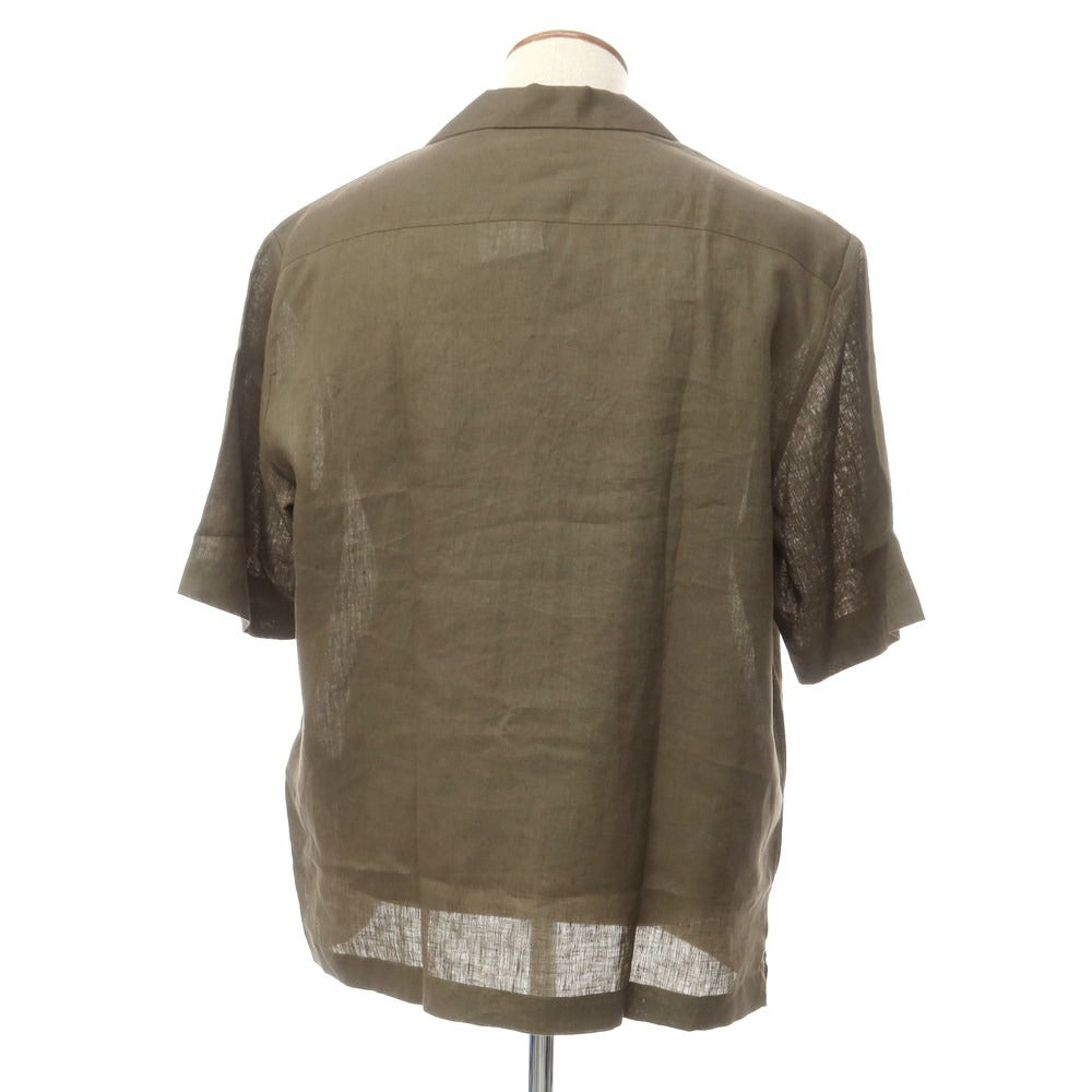 [New] PT TORINO Linen Open Collar Short Sleeve Shirt Olive Green [Size 39] [GRN] [S/S] [Condition Rank N] [Men&