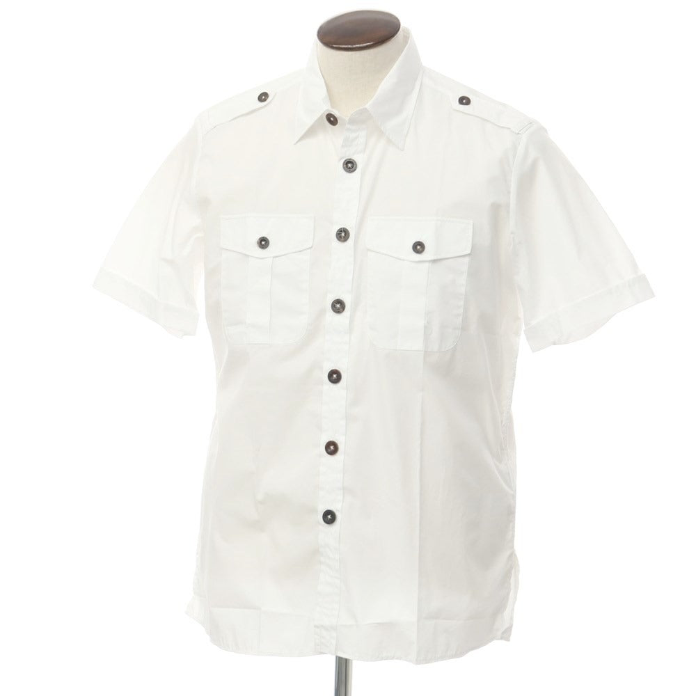 [New] PT TORINO Cotton Safari Shirt, Short Sleeve Shirt, White [Size 41] [WHT] [S/S] [Condition Rank N] [Men&