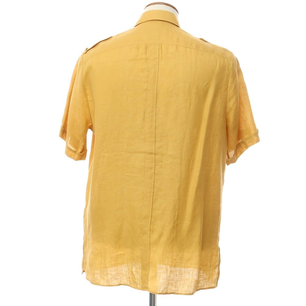 [New Outlet] PT TORINO Linen Safari Shirt, Short Sleeve Shirt, Mustard [Size 40] [YEL] [S/S] [Condition Rank N-] [Men&