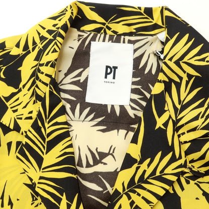 [New Outlet] PT TORINO Polyester Open Collar Short Sleeve Shirt Black x Yellow [Size 38] [BLK] [S/S] [Condition Rank N-] [Men&