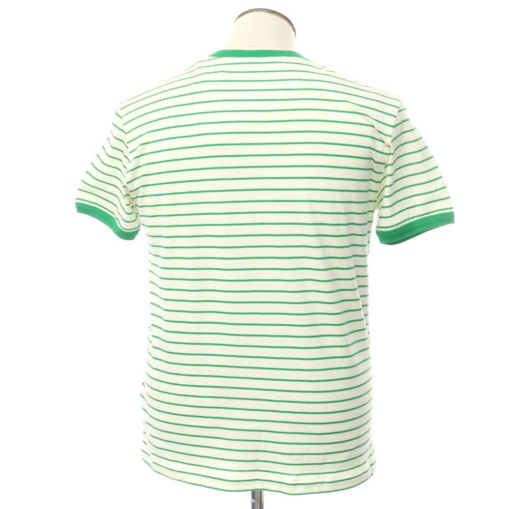 [New] PT TORINO Cotton Border Crew Neck Short Sleeve T-Shirt Off White x Green [48] [Condition Rank N] [Men&