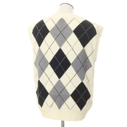 [New] PT TORINO Cotton Nylon Argyle V-neck Knit Vest Ivory [48] [Condition Rank N] [Men&