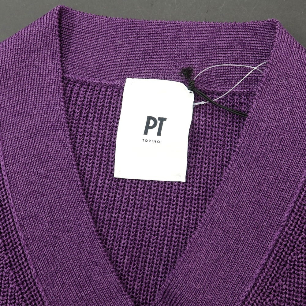 [New] PT TORINO Cotton Rayon V-neck Knit Vest Purple [48] [Condition Rank N] [Men&