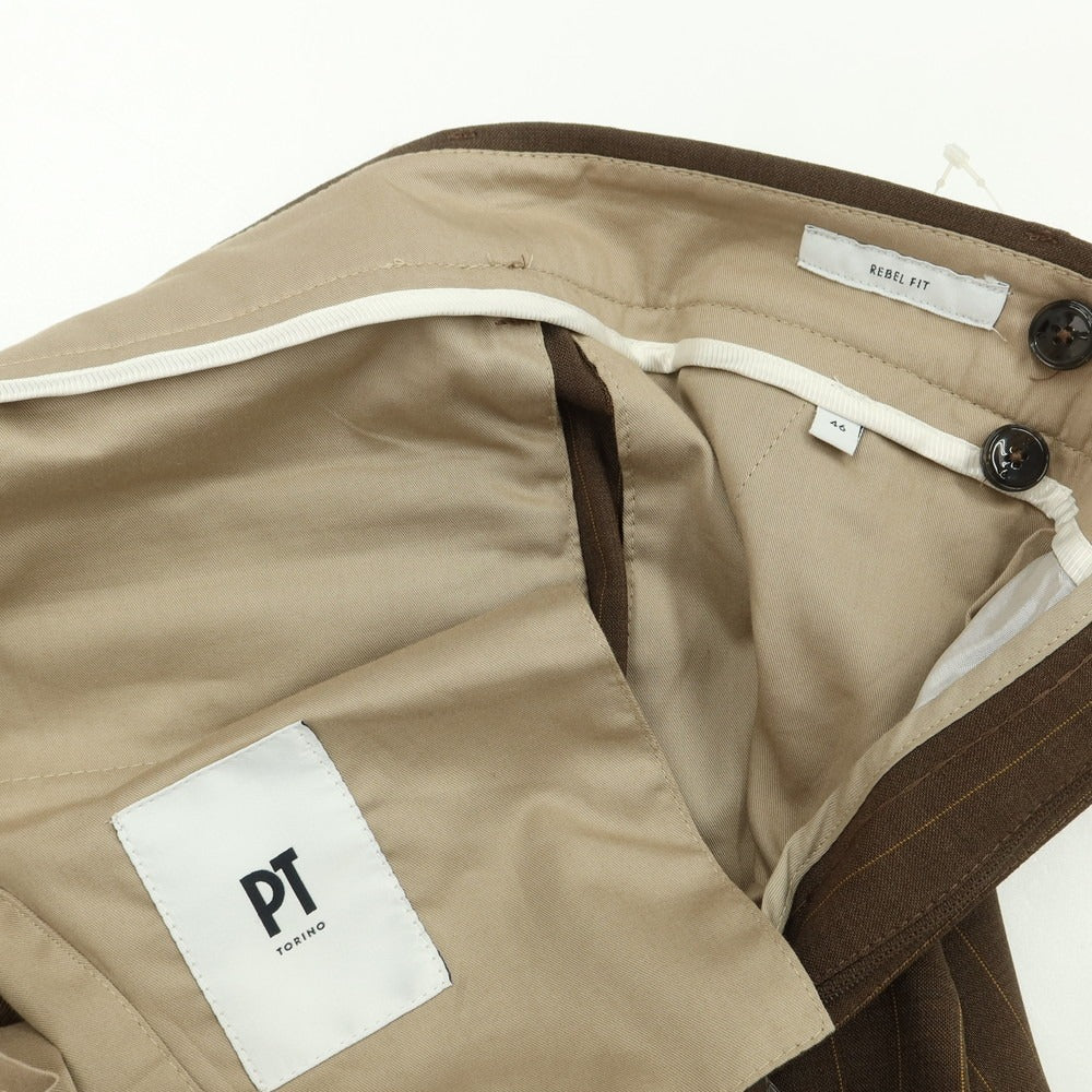 [Used] PT TORINO stretch wool dress slacks pants
 Brown x Yellow [Size 46] [BRW] [S/S] [Condition Rank B] [Men&