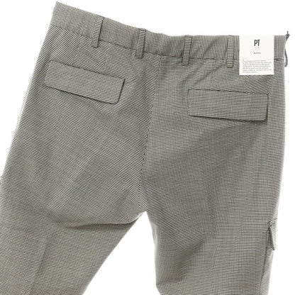 [New] PT TORINO Active Stretch Wool Cargo Casual Slacks Pants White x Black [Size 52] [GRY] [S/S] [Condition Rank N] [Men&