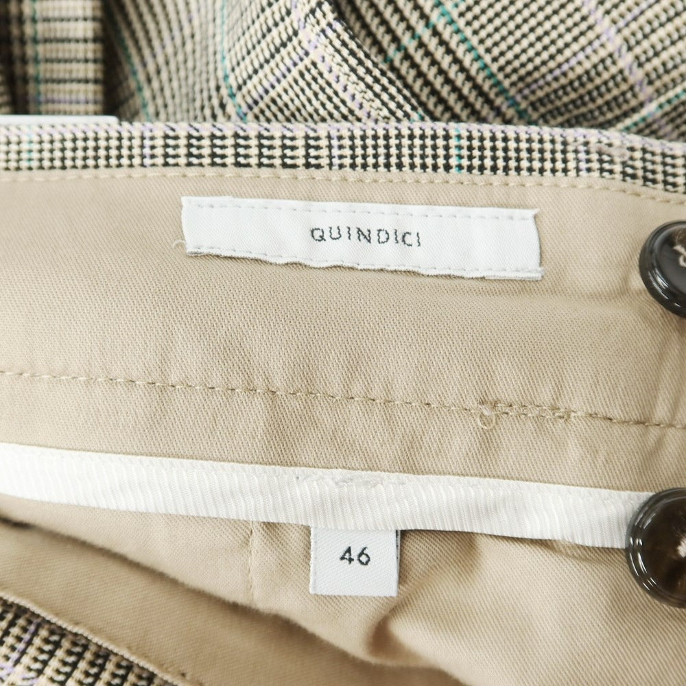 [New] PT TORINO Edge QUINDICI Cotton Check Slacks Pants Beige x Black x Green [46] [Condition Rank N] [Men&