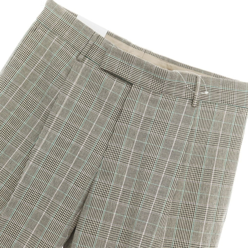 [New] PT TORINO Edge QUINDICI Cotton Check Slacks Pants Beige x Black x Green [46] [Condition Rank N] [Men&