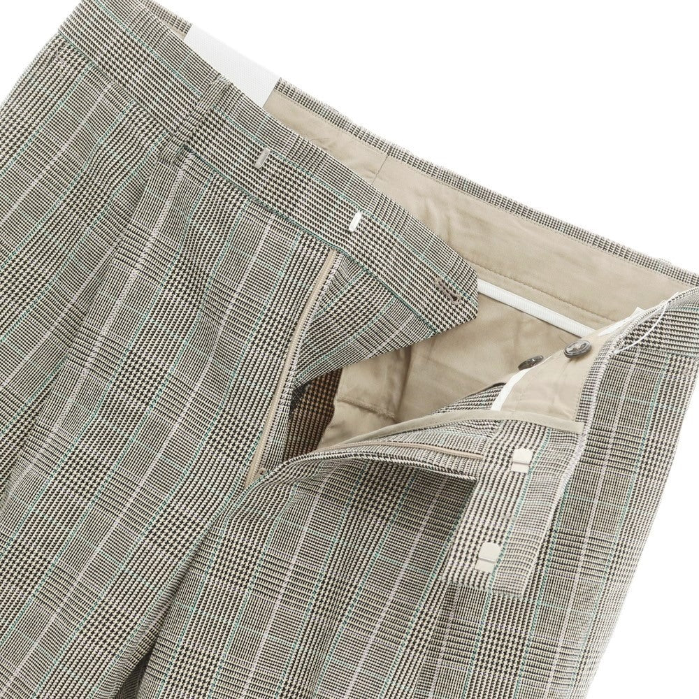 [New] PT TORINO Edge QUINDICI Cotton Check Slacks Pants Beige x Black x Green [46] [Condition Rank N] [Men&