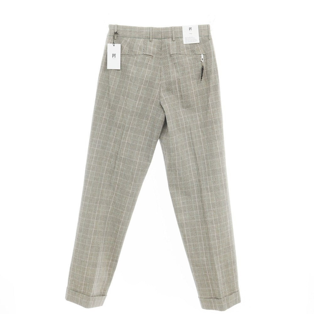 [New] PT TORINO Edge QUINDICI Cotton Check Slacks Pants Beige x Black x Green [46] [Condition Rank N] [Men&