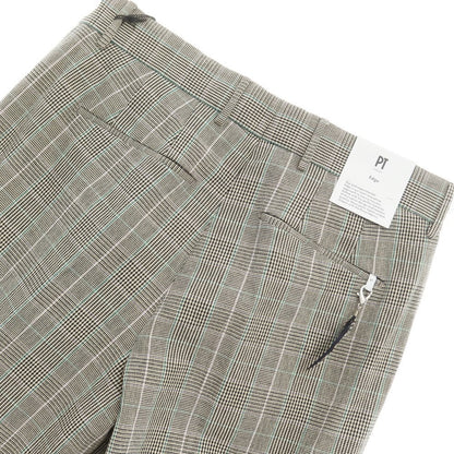 [New] PT TORINO Edge QUINDICI Cotton Check Slacks Pants Beige x Black x Green [46] [Condition Rank N] [Men&