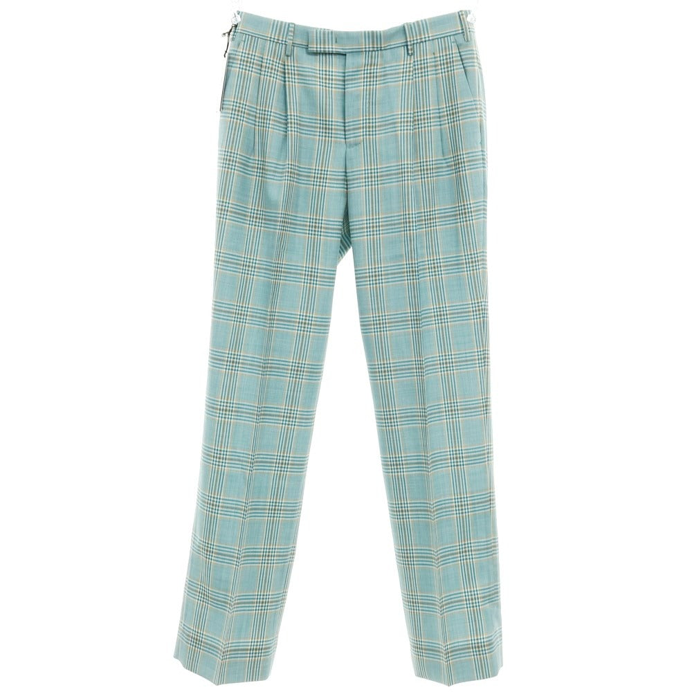[New] PT TORINO Edge DICIANNOVE Wool Check Slacks Pants Blue Green x White [48] [Condition Rank N] [Men&