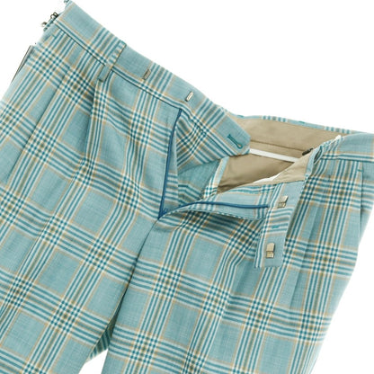[New] PT TORINO Edge DICIANNOVE Wool Check Slacks Pants Blue Green x White [48] [Condition Rank N] [Men&