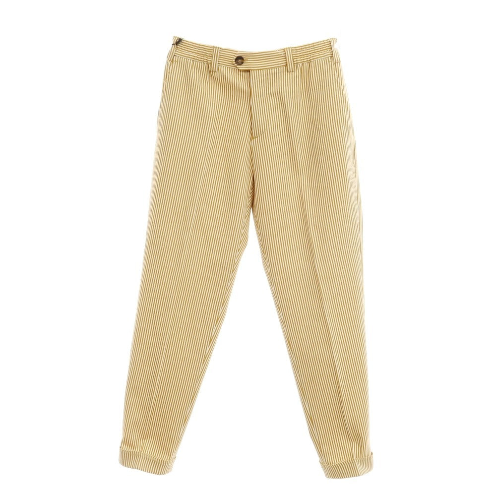 [New] PT TORINO Reworked Cotton Striped Casual Slacks Pants Off-white x Mustard Brown [Size 32] [YEL] [S/S] [Condition Rank N] [Men&