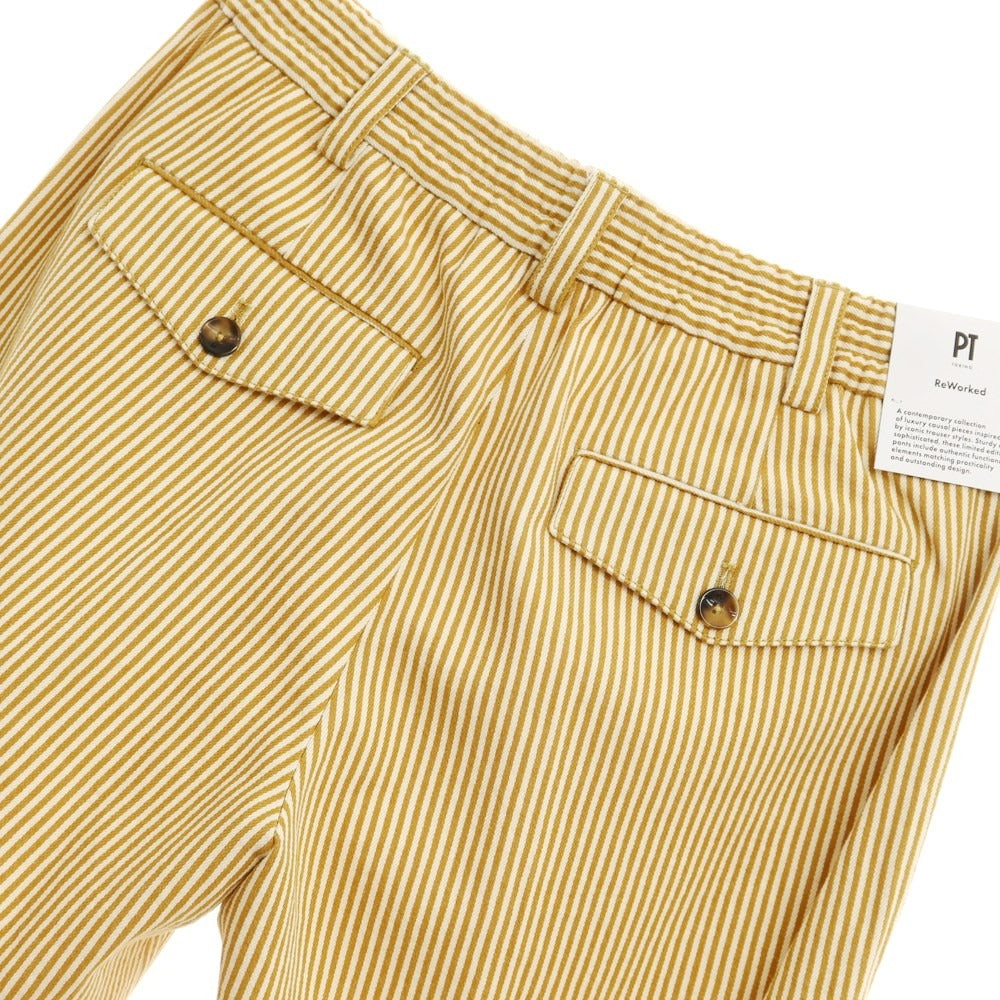 [New] PT TORINO Reworked Cotton Striped Casual Slacks Pants Off-white x Mustard Brown [Size 32] [YEL] [S/S] [Condition Rank N] [Men&