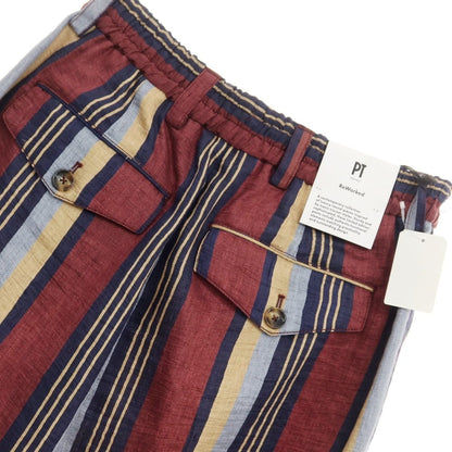 [New] PT TORINO Reworked Linen Nylon Casual Slacks Pants Light Bordeaux x Navy [Size 29] [RED] [S/S] [Condition Rank N] [Men&