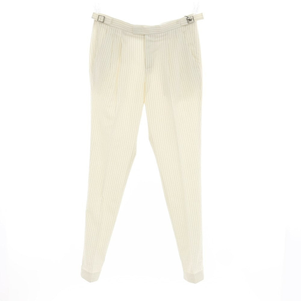 [New Outlet] PT TORINO Stretch Wool Casual Slacks Pants Ivory x Charcoal [Size 48] [WHT] [S/S] [Condition Rank N-] [Men&