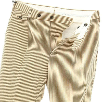 [New] PT TORINO Cotton Striped Casual Slacks Pants Ivory x Brown [Size 48] [BRW] [S/S] [Condition Rank N] [Men&