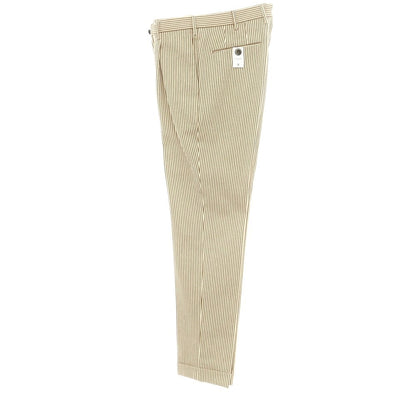 [New] PT TORINO Cotton Striped Casual Slacks Pants Ivory x Brown [Size 48] [BRW] [S/S] [Condition Rank N] [Men&