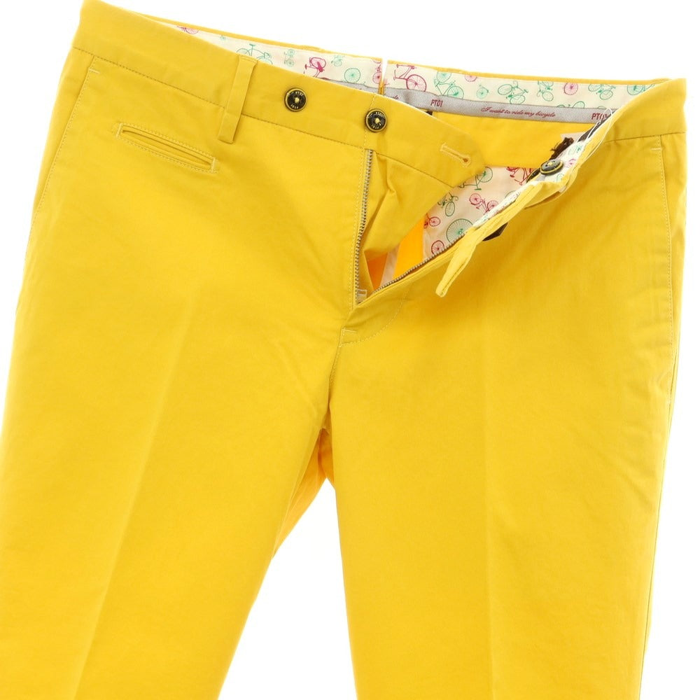 [New Outlet] PT01 VELO Stretch Cotton Casual Slacks Pants Yellow [Size 46] [YEL] [S/S] [Condition Rank N-] [Men&