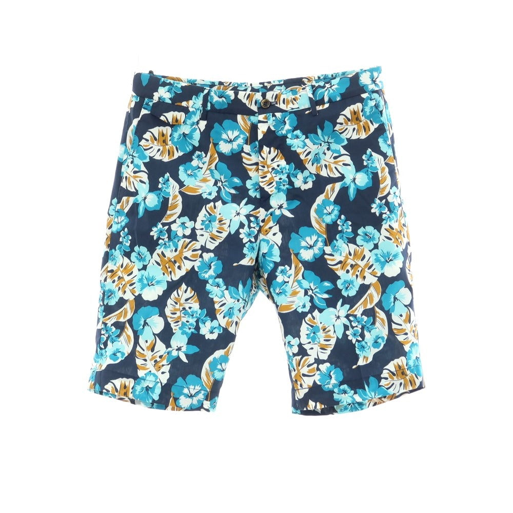 [New Outlet] PT TORINO BERMUDA Cotton Botanical Print Shorts Navy x Light Blue [Size 46] [NVY] [S/S] [Condition Rank N-] [Men&