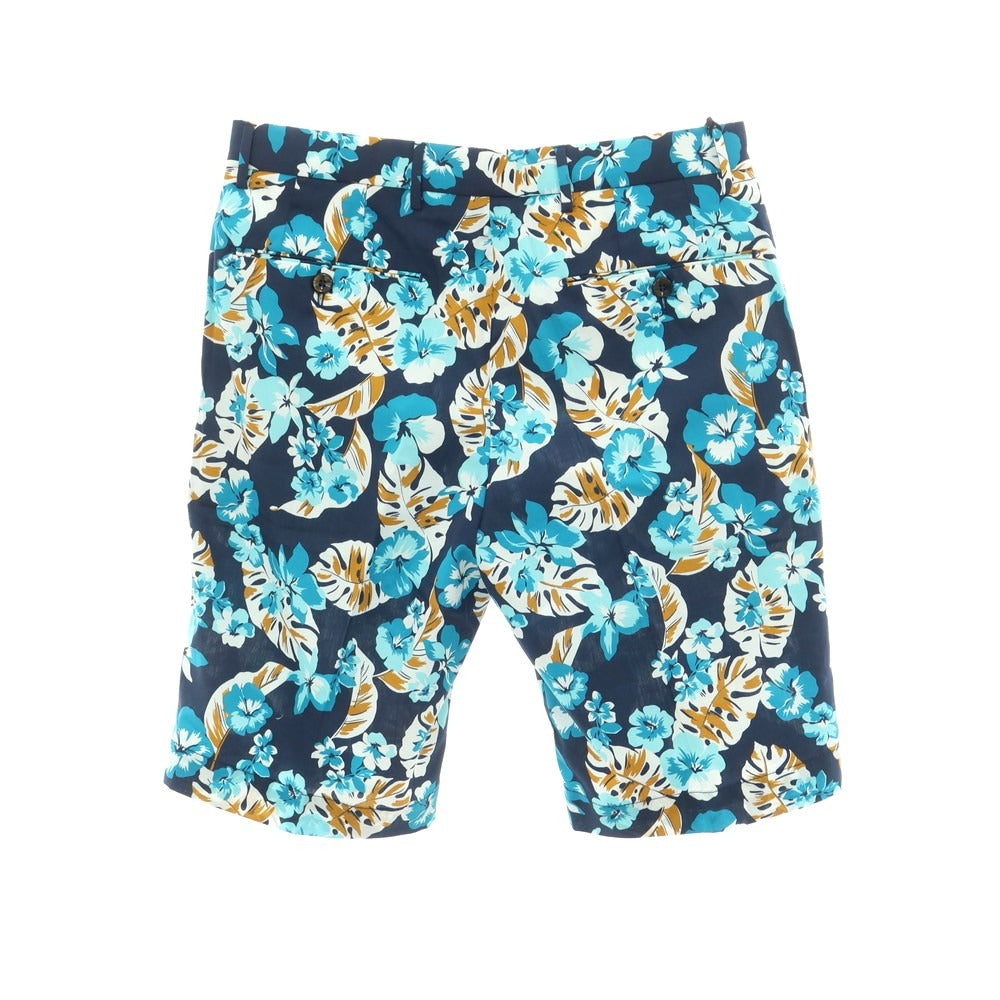 [New Outlet] PT TORINO BERMUDA Cotton Botanical Print Shorts Navy x Light Blue [Size 46] [NVY] [S/S] [Condition Rank N-] [Men&