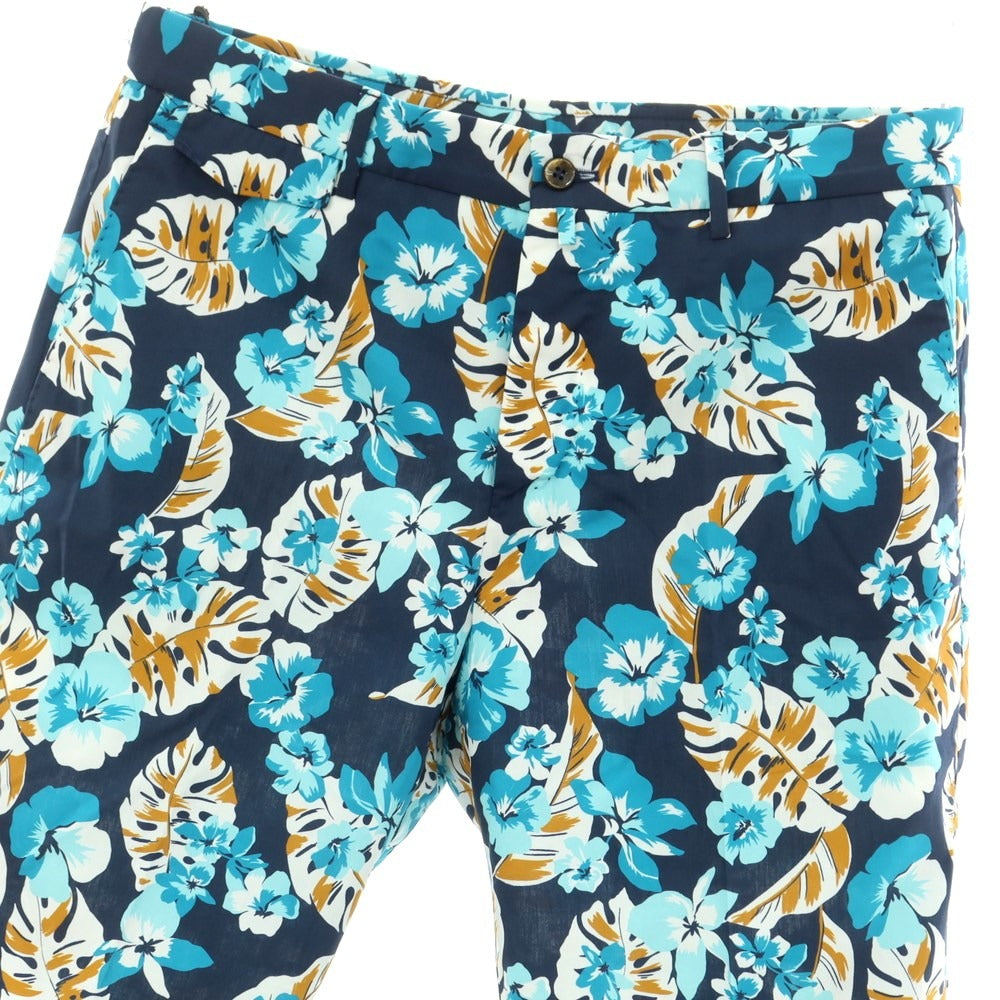 [New] PT TORINO BERMUDA Cotton Botanical Print Shorts Navy x Light Blue [Size 46] [NVY] [S/S] [Condition Rank N] [Men&