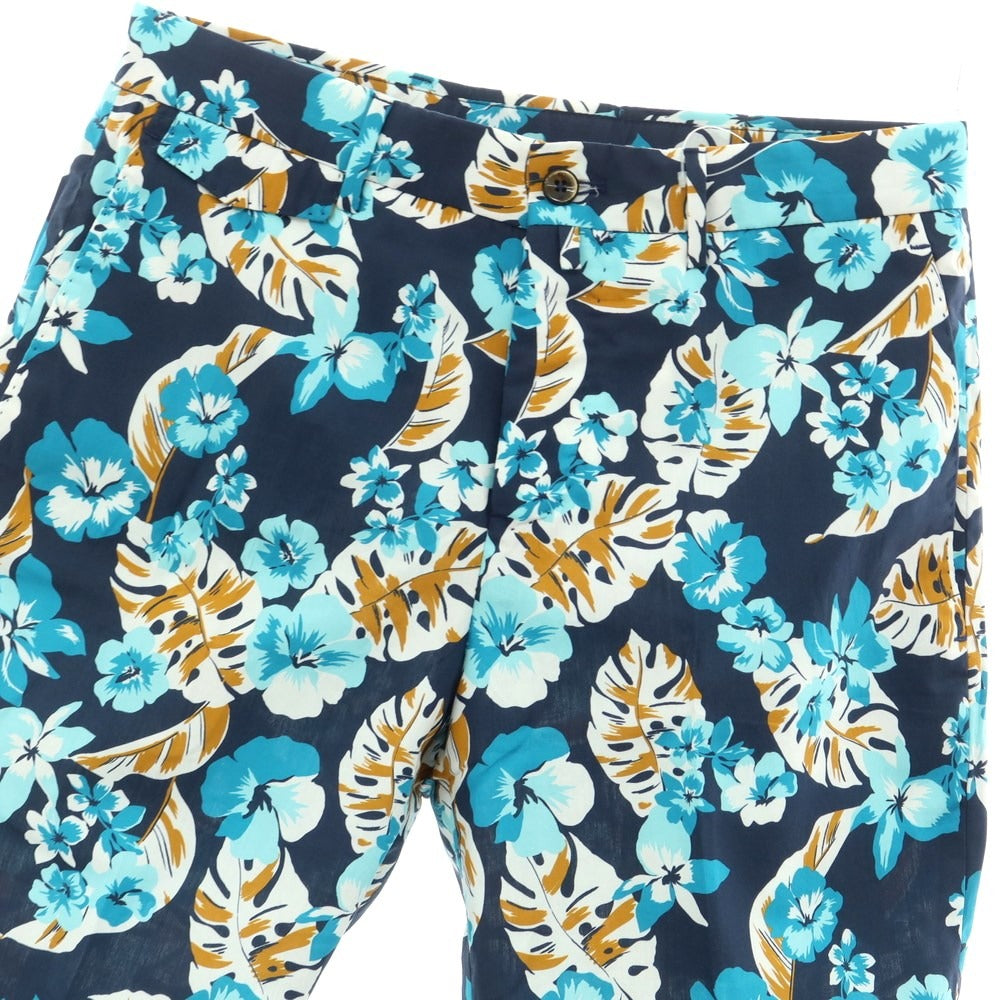 [New] PT TORINO BERMUDA Cotton Botanical Print Shorts Navy x Light Blue [Size 44] [NVY] [S/S] [Condition Rank N] [Men&