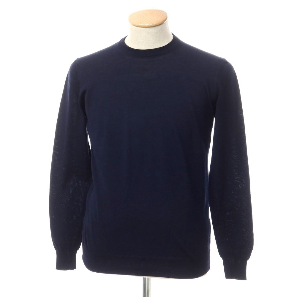 [Used] Alessandro Luppi Cotton Long Sleeve Crew Neck Pullover Knit
 Navy [Size 44] [NVY] [S/S] [Condition Rank C] [Men&