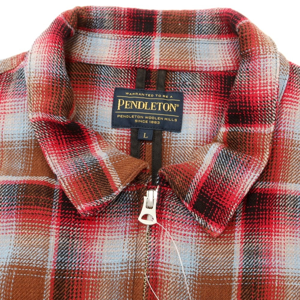 [Used] Pendleton Cotton Check Zip-up Blouson Brown x Red [L] [Condition Rank B] [Men&