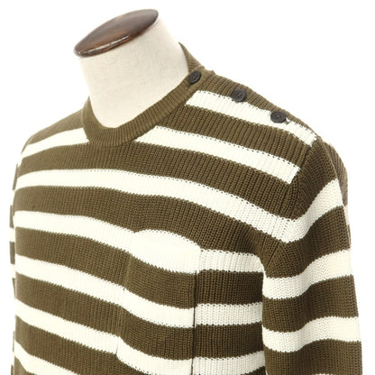 [Used] ROBERTO COLLINA Cotton Border Pullover Knit
 Olive x White [Size 52] [GRN] [S/S] [Condition Rank B] [Men&