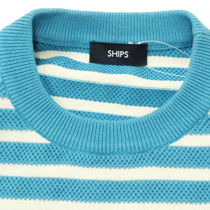 [Used] SHIPS Cotton Nylon Border Pullover Knit
 Light blue x white [Size L] [BLU] [S/S] [Condition rank B] [Men&