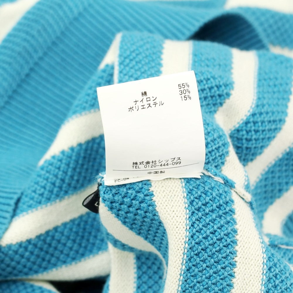 [Used] SHIPS Cotton Nylon Border Pullover Knit
 Light blue x white [Size L] [BLU] [S/S] [Condition rank B] [Men&