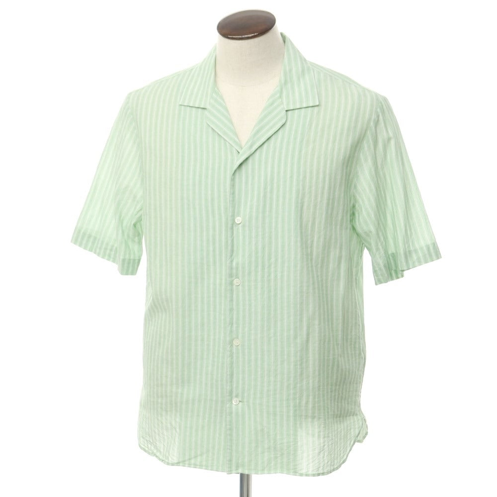 [Used] COS Cotton Striped Open Collar Short Sleeve Shirt Green x White [L] [Condition Rank B] [Men&