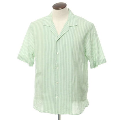 [Used] COS Cotton Striped Open Collar Short Sleeve Shirt Green x White [L] [Condition Rank B] [Men&