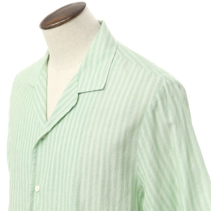 [Used] COS Cotton Striped Open Collar Short Sleeve Shirt Green x White [L] [Condition Rank B] [Men&