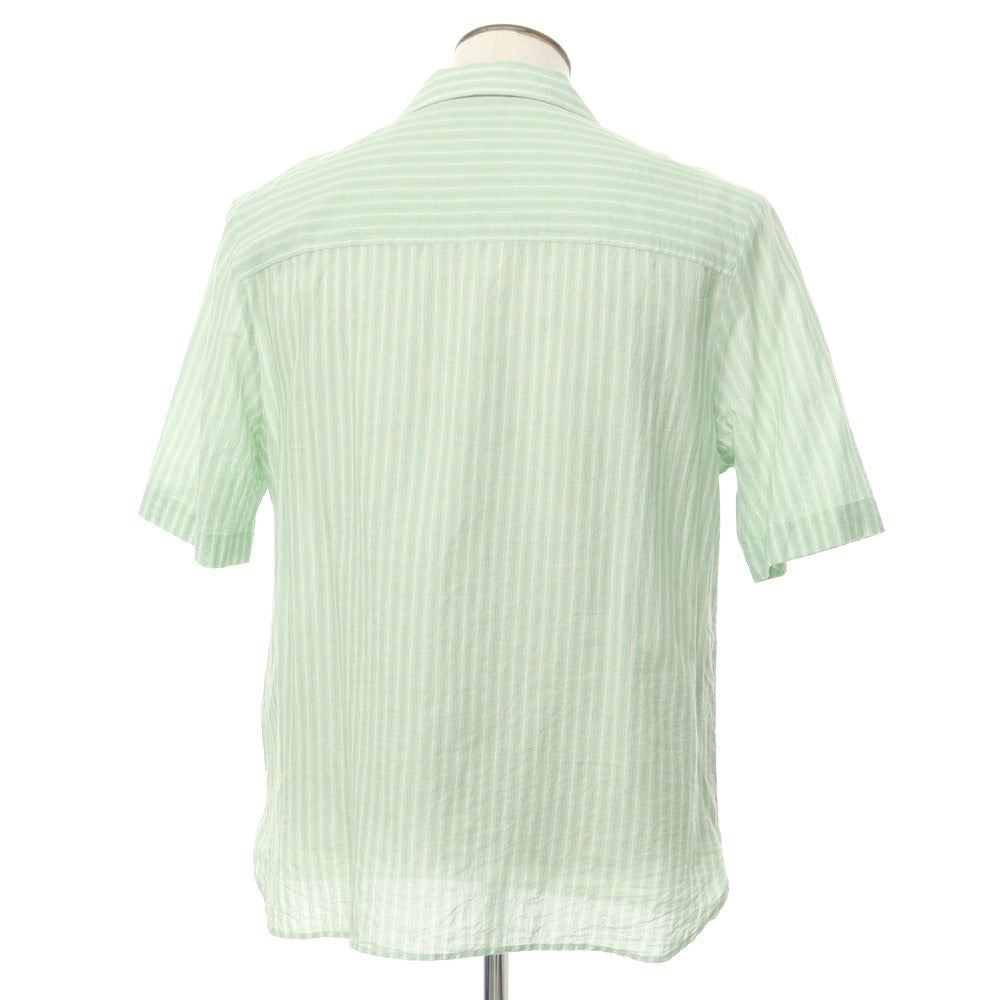 [Used] COS Cotton Striped Open Collar Short Sleeve Shirt Green x White [L] [Condition Rank B] [Men&