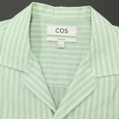 [Used] COS Cotton Striped Open Collar Short Sleeve Shirt Green x White [L] [Condition Rank B] [Men&