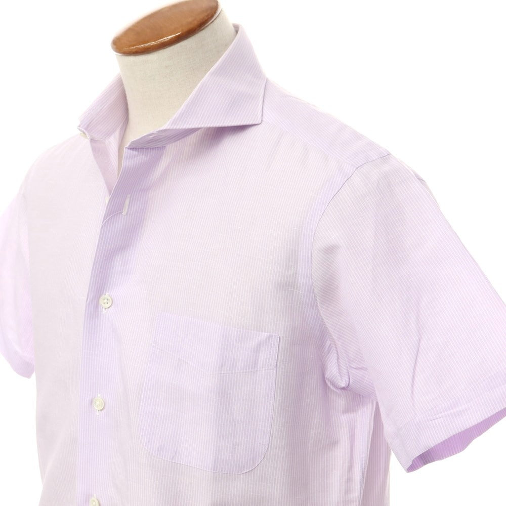 [Used] Makers Shirt Kamakura Cotton Linen Striped Short Sleeve Shirt Lavender x White [M] [Condition Rank C] [Men&