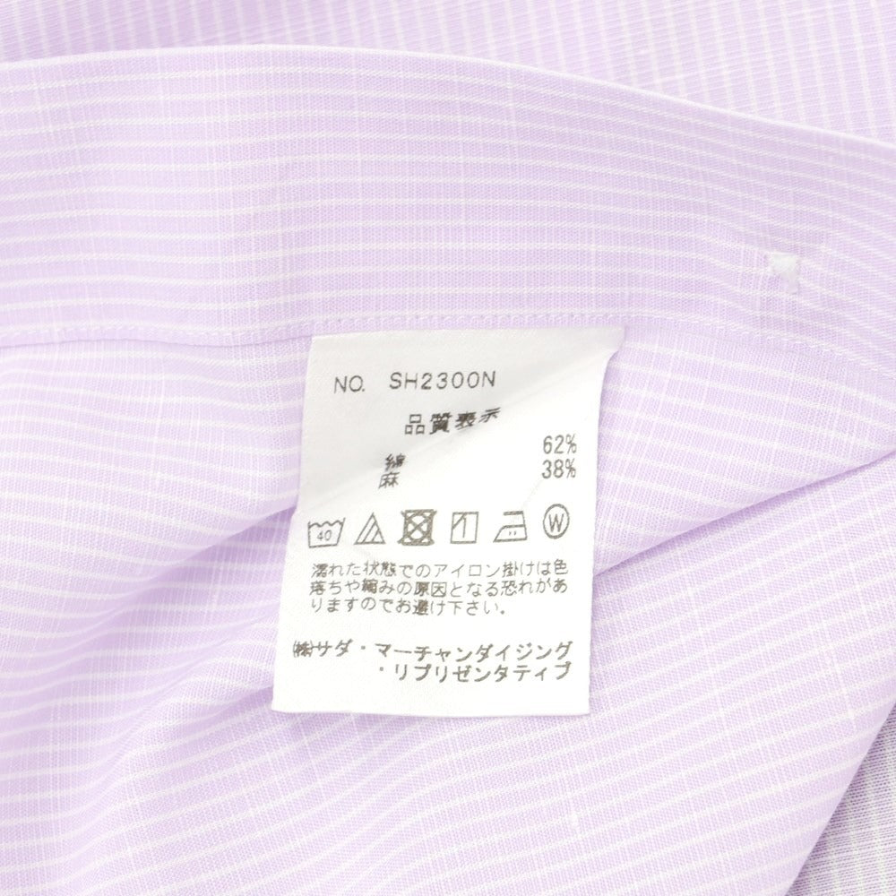 [Used] Makers Shirt Kamakura Cotton Linen Striped Short Sleeve Shirt Lavender x White [M] [Condition Rank C] [Men&