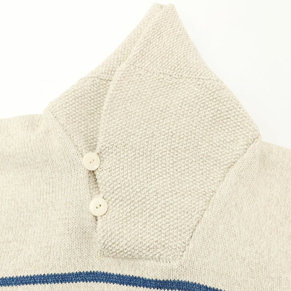 [Used] Double RL RRL DOUBLE RL Mid-gauge cotton linen border shawl collar knit beige x blue [M] [Condition rank C] [Men&