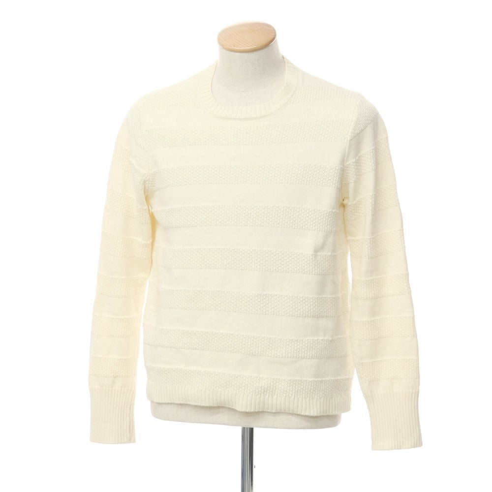 [Used] ZANONE Cotton Striped Crew Neck Knit, Ivory [46] [Condition Rank B] [Men&