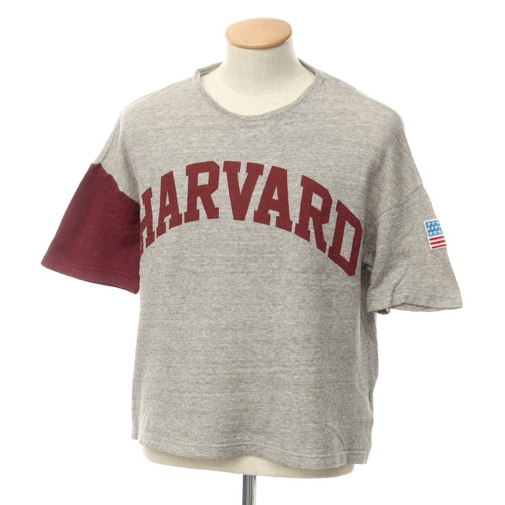 【中古】ボートメイクニュークローズ VOTE MAKE NEW CLOTHES HARVARD プリント 半袖Ｔシャツ グレーxボルドー【 XS 】【 状態ランクC 】【 メンズ 】