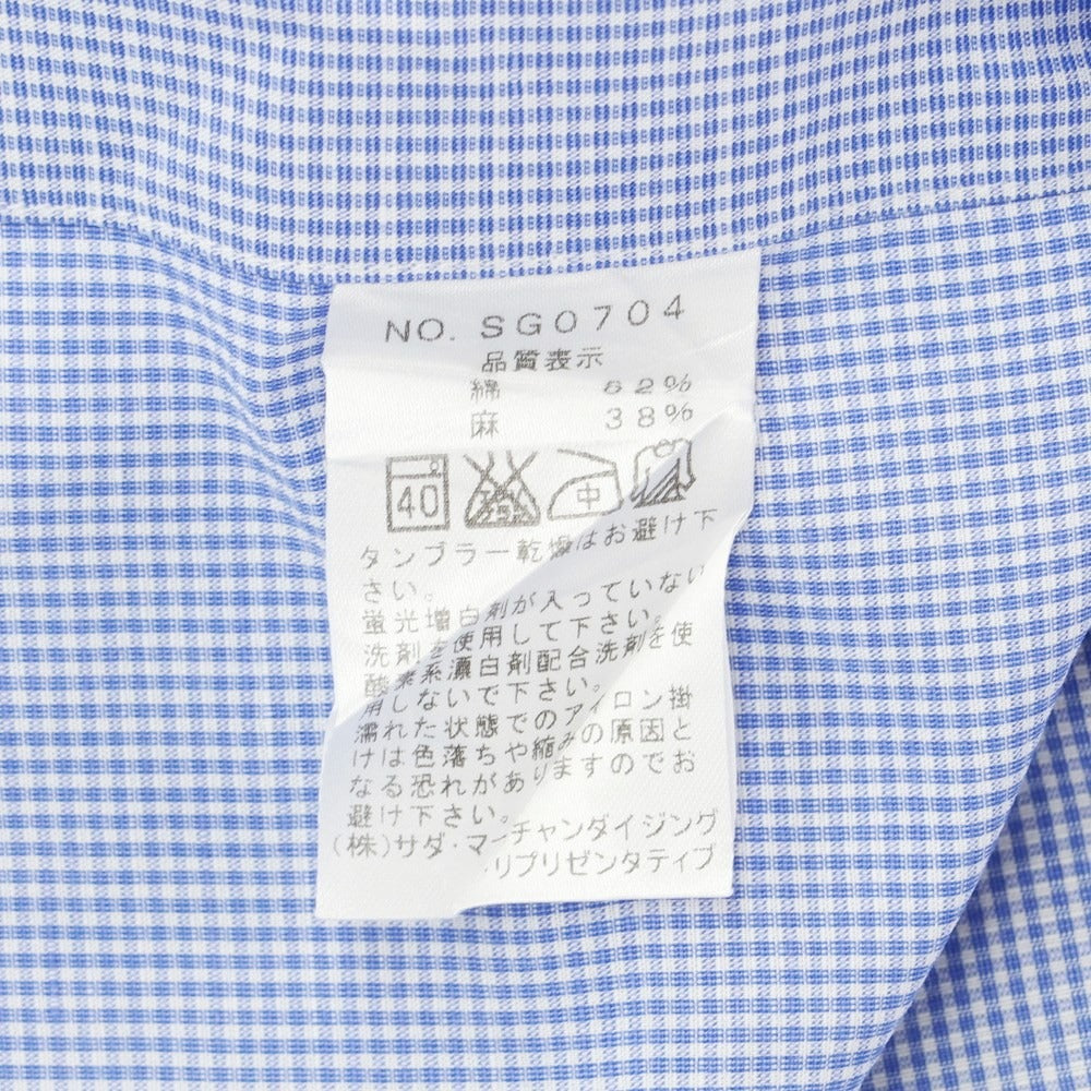 【中古】メイカーズシャツ カマクラ Makers Shirt 鎌倉 コットンリネン チェック BDドレスシャツ ブルーxホワイト【 39-83 】【 状態ランクB 】【 メンズ 】