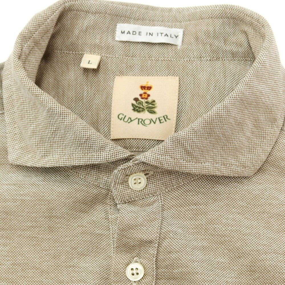 [Used] GUY ROVER Pique Cotton Short Sleeve Polo Shirt Khaki Beige x White [L] [Condition Rank B] ​​[Men&